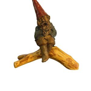 Vintage Tom Clark Bailey Gnome Shelf Sitter Wood Stump Hook Loop 1986 Estate 4"